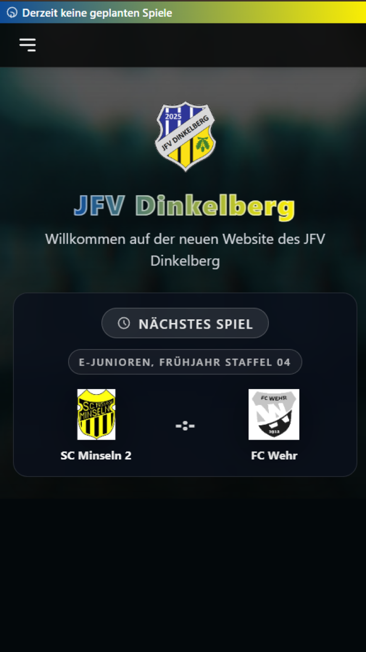 Emotional & dynamisch Vereinswebsite in der mobilen Ansicht